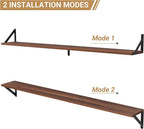 Heimlove 48 Inch Large Wall Bookshelves Set of 3, Wall Mounted Bookshelves,Heavy Duty Wooden Shelves for Living Room,Bedroom,Kitchen,Laundry Room Storage & Decor