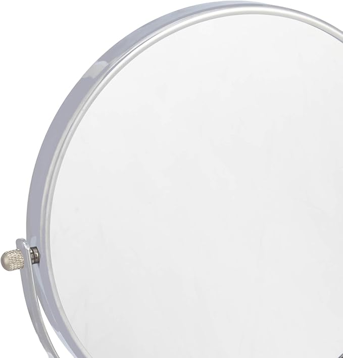 Amazon Basics Wall Mount Round Vanity Magnifying Bathroom Mirror, 1X/5X Magnification, 12.8"L x 10"W, Chrome