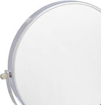 Amazon Basics Wall Mount Round Vanity Magnifying Bathroom Mirror, 1X/5X Magnification, 12.8"L x 10"W, Chrome