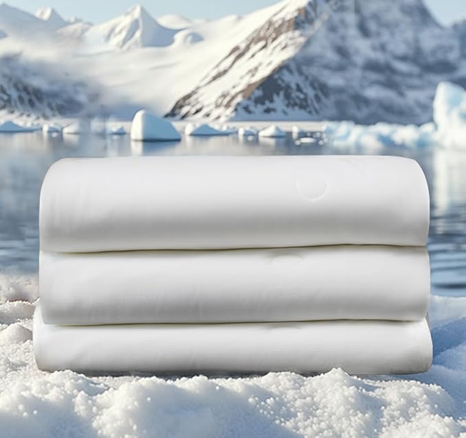 Twin Cooling Comforter with Tencel™ Fill for Hot Sleepers & Night Sweats - Lightweight, Breathable，Double-Sided Cold Blanket All Season Thin Bedding (White, Twin XL 68"x 90")