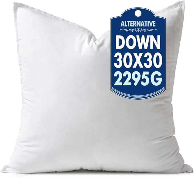 MIULEE 30x30 Down Alternative Pillow Insert Euro Decorative Throw Pillow 30 x 30 Inch Body Bed Sleeping Ultra Soft Fluffy Form for Sofa Couch Bed