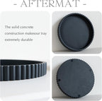 Decorative Tray for Coffee Table, Living Room, Side Table, 2 Packs 11" Black Round Concrete Home Decor Serving Trays for Accent Table, Console Table