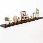 55" Floating Shelves, Live Edge Elm Wood Floating Shelf for Wall, Wall-Mounted Display Shelves with Invisible Heavy-Duty Bracket, Long Floating Shelf for Bathroom, Kitchen, Living Room, Walnut Color
