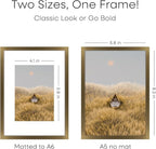 Homeforia A5 Picture Frame Bronze, High End Metal 5.8 x 8.3 Frame Matted to 4.1 x 5.8 Photo, A5 Frame with Mat A6 Art, 5.8x8.3 Poster Frames, 8.3x5.8 Display Frames, Tempered Glass, Wall Kit, Set of 1