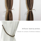 BEL AVENIR Curtain Handmade Tiebacks Ropes, Holdbacks with 2 Metal Screw Hooks - Flaxen 2 Pack