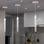 Mini 1 Light Chrome Crystal Pendant Lights,Modern Led Kitchen Island Hanging Light Fixture,Adjustable Pendant Lighting for Kitchen Island,Dimmable 2700k-6000k