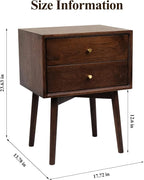 Night Stand, Midcentury Modern Solid Wood Nightstand with Drawer, Durable Sturdy Tall Bedside Tables with High Stool Leg, 17.72 W x 13.78 D x 23.63 H Inches (Walnut)