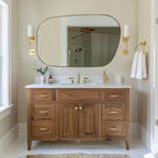 ANDY STAR 30"x48" Gold Wall Mirror，Brushed Brass Irregular Bathroom Mirror with Stainless Steel Metal Frame, Large Asymmetrical Mirror for Bathroom, Entryway (Horizontal/Vertical)