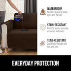 GORILLA GRIP Patented Waterproof Slip-Resistant Oversized 78” Sofa Protector Cover, for Leather or Fabric Couch Cushion, Large Microsuede Furniture Covers Dogs Pets Machine Washable Slipcover, Brown