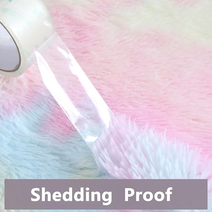 Rugs for Girls Bedroom Living Room: 5x7 Shag Fuzzy Area Rug for Kids Playroom,Pastel Plush Shaggy Carpet for Nursery Baby Toddler Dorm Room