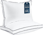Utopia Bedding Bed Pillows for Sleeping Queen Size (Navy/White), Set of 2, Cooling Hotel Quality, Gusseted Pillow for Back, Stomach or Side Sleepers