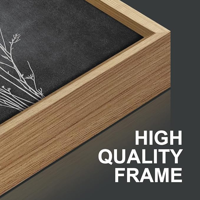 Tinonedraw Black and White Botanical Framed Canvas Wall Art Set, Vintage Floral Wall Decor, Dark Academia Minimalist Plant Art Paintings, Abstract Wildflower Art Print for Living Room Bedroom 16"x24"x3