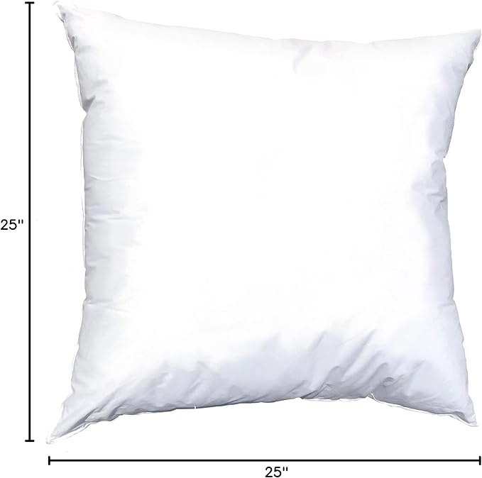 Pillowflex Synthetic Down Pillow Insert - 25x25 Euro Down Alternative, Ultra Soft Large Square European Throw Pillow, Bed Sham- 1 Decorative Form