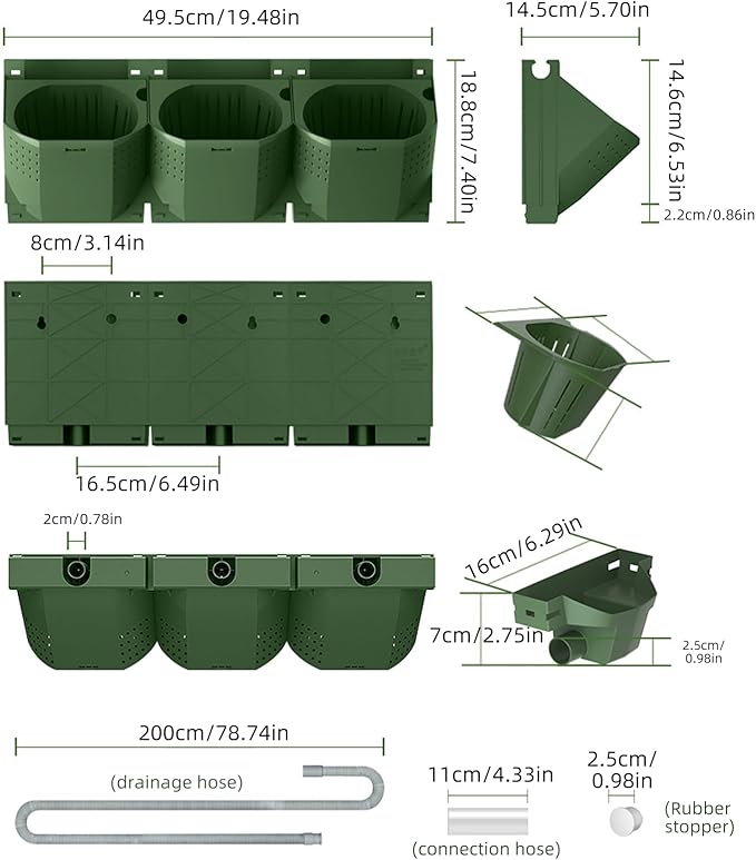 Self Watering Wall Mounted Vertical Planter, 36 Pots Wall Planter Indoor Vertical Living Green Plant Wall Easy Installation (Green with Timing System)