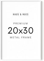 HAUS AND HUES 20x30 White Picture Frame - White 20x30 Frame Aluminum, Vertical & Horizontal Hanging, Shatterproof Plexiglass - Ideal for Home, Room, Office Decor (20x30 in, White)