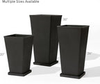 LA JOLIE MUSE 30 inch Tall Black Planters Set of 2, Indoor/Outdoor Rectangular Large V Shaped Taper Planters for Front Door