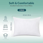 ROYALE LINENS 12 X 24 Pillow Insert - Down Alternative Throw Pillows Insert - Rectangle Pillow Pack of 1 White - Bed & Couch Pillows - Inner Cushion for Bed, Cushion for Living Room - Shams Stuffer