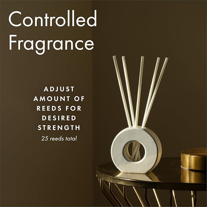 ScentAir Infused Liquidless Reeds | Includes 25 Flameless Reeds and 1 Decorative Vase, White | Essential Oil Aroma Diffuser Sticks | Fresh Spa Scents | Amazon Exclusive | Sparkling Lime & Mint