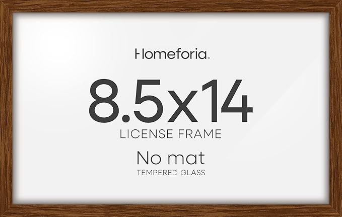 Homeforia 8.5x14 Marriage License Frame Brown, High End Dark Oak 8.5 x 14 Certificate Frames, 8.5by14 Walnut Wood Frame for Wall & Tabletop, 8.5 by 14 Wooden Frames, Tempered Glass, Wall Kit, Set of 1