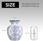Chinoiserie Vase,6 inch Blue and White Vase,Vintage Ceramic Vases,Flower Vase for Centerpiece,Chinese Cute Vases for Living Room, Office,Home Decor (Blue White, Small)