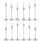 CHILL RECIPE Silver Taper Candle Stick Holders Tall Candle Holder, Vintage Candlesticks Holder Bulk for Home Decor Table Centerpiece Dining Party Festival Decorations (4 Set 12Pcs)