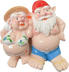 Women Man Double Gnomes Statue, Durable Resin Miniature Garden Gnome Decoration for Indoor Outdoor Decor, Gnome Ornament for House Yard Lawn Terrace Housewarming Halloween Garden Style Decor (A-01)