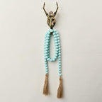 OMISHE 59in Wood Bead Garland with Tassels, Decorative Beads, Farmhouse Wooden Beads Garland for Wall Hanging Home Festival Decor, Aqua, Teal