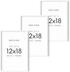 HAUS AND HUES 12x18 White Metal Picture Frames - Features Premium Aluminum, Vertical & Horizontal Hang, Shatterproof Plexiglass - Perfect for Home, Room, Office (12x18 in, White, Set of 3)