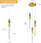 Pendant Lights Kitchen Island Light Fixtures Dimmable LED Modern Pendant Light with Bubble Crystal Pendant Lighting for Kitchen Bedroom Hallway Entryway (Gold 3-Light)