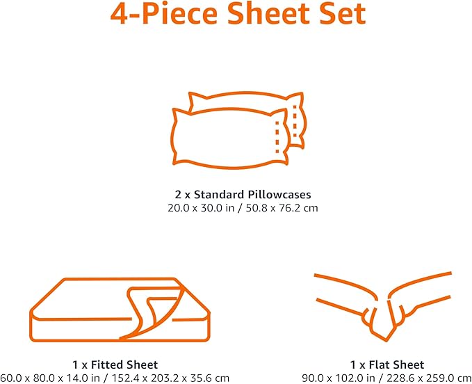 Amazon Basics 4 Piece Bed Sheets Set, 100% Cotton Jersey, Includes Super Soft, Flat and Fitted Sheets, Pillowcase, Queen, Blush, Solid