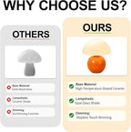 Mushroom Table Lamp, Orange Vintage LED Desk Light for Bedroom, Dimmable Ambient Lighting with Glass Shade for Bedroom, Reading, Home Décor, Gift for Friends