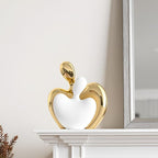 XMGZQ White and Gold Ceramic Couple Figurines Home Decor,Wedding Engagement Romantic Gift for Husband Wife,Large Male and Female Love Statue Valentine's Day Birthday,Abstract Hugging Couple