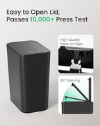 Cesun Bathroom Trash Can with Lid, 2.6 Gallon Small Black Garbage Can, Press Top Lid Trash Bin, Dog Proof Trash Cans Plastic Waste Basket for Bedroom Toilet Office