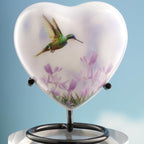 Olivia Memorials Heart Urn for Ashes - Men & Women | White Hummingbird Urn for Mom, Mother & Baby