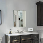 Mirrorons Beveled Mirror, Wall Mirror 18" x 24", Frameless Rectangle Bathroom Mirror with Beveled Edge, Hangs Horizontally or Vertically. Rounded Corner Tempered