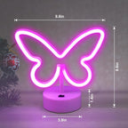 BRIGHTDECK 2 Pack Butterfly Neon Signs, LED Pink Butterfly Sign Battery or USB Powered Decoration Lamp, Neon Lights Heart Decor for Valentines Day, Bedroom, Wedding, Party, Pink Room Decor