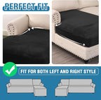 H.VERSAILTEX Velvet Stretch Individual Chaise Cover Sectional Couch Covers for L Shaped Sofa Both Left/Right Furniture Protector Seat Cushion Sofa Cover (1 Piece Chaise Cover, Black)