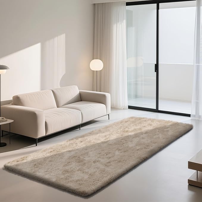 Soft Runner Rugs for Bedroom, Beige 2x8 Runners for Hallways Fluffy Rug Area Rug, Bedside Rug for Living Room Bedroom Kids Room Home Decor