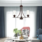 BONLICHT 3 Lights Oil-Rubbed Bronze Traditional Chandelier Rustic Kitchen Island Lighting Fixtures Hanging Clear Glass Cylinder Pendant Lights Classic Ceiling Light for Dining Room Bedroom Foyer