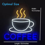 COFFEE Neon Sign in Yellow, White & Blue for Coffee Shops & Restaurants – Vibrant Multicolor LED Wall Light – Eye-Catching Decor for Cafés and Beverage Counters (Blue, Yellow, White)