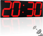 18.7'' Automic Digital Wall Clock, LED Wall Clock with Large Display, Multi-Function Clock with Alarm and Timer, Auto Time Sync Digital Clock with Adjustable Brigthness(Red)