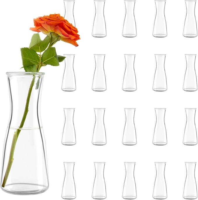 Small Clear Glass Bud Vases 20Pcs Mini Vases for Flowers Tulip Eucalyptus Plants, Glass Flower Vases for Centerpieces Dining Table, Clear Bud Vases Bulk for Wedding Party Bridal Shower Home Decor