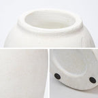 Handcrafted Terracotta Flower Vase, 9.6" Tall, Vintage White Ceramic, Rustic Antique Decor, Wide Mouth, Matte Finish for Home Office Resto Cafe