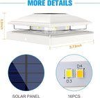 VOLISUN Solar Post Cap Light Outdoor Waterproof 16pack,Solar Fence - Post Lights for 4x4 5x5 6x6 Wooden/Vinyl Post,White Deck Cap Light Solar Powered with Warm White for Garden/Patio/Porch