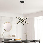 Kinglong Black Chandelier【Upgraded】,Modern Chandelier 6-Lights,Dimmable Acrylic LED Chandelier Lighting Fixture for Dining Room,Living Room,Bedroom,Entryway,Kitchen Island(L:20.07",W:17.32")