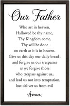 FZMHASLWW Our Father Prayer Wall Decor 24"X16" Bible Verse Scripture Inspirational Quotes Sign Christian Large Wood Framed Wall Hanging Art (Black