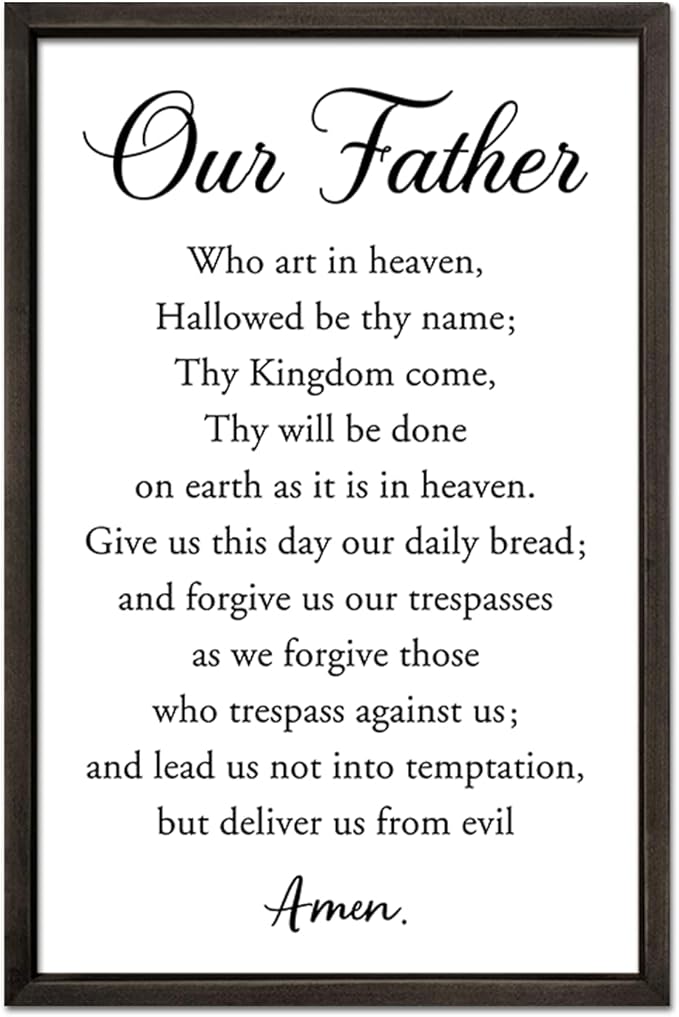 FZMHASLWW Our Father Prayer Wall Decor 24"X16" Bible Verse Scripture Inspirational Quotes Sign Christian Large Wood Framed Wall Hanging Art (Black