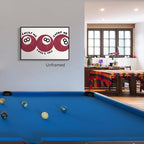 Red 8 Ball Poster, Lucky Me Lucky You Lucky Us Quote Canvas Wall Art, Playful Billiards Balls Picture Print, Retro 8ball Pool Painting for Bar Cart Game Room Man Caves Wall 12x16in Framed