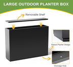 FENCY Metal Rectangular Planter Box Large Planters for Outdoor Plants, Rectangular Tall Planters for Outdoor Plants with Drainage Holes (35.4" L x 9" W x 25.6" H)