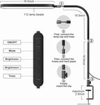 SKYLEO Led Desk Lamp - Desk Light for 33.5" Tall - Flexible Gooseneck - 5 Color Modes X 11 Brightness Levels - 1300LM - Timmer & Memory Function - 12W Clip on Light - Black